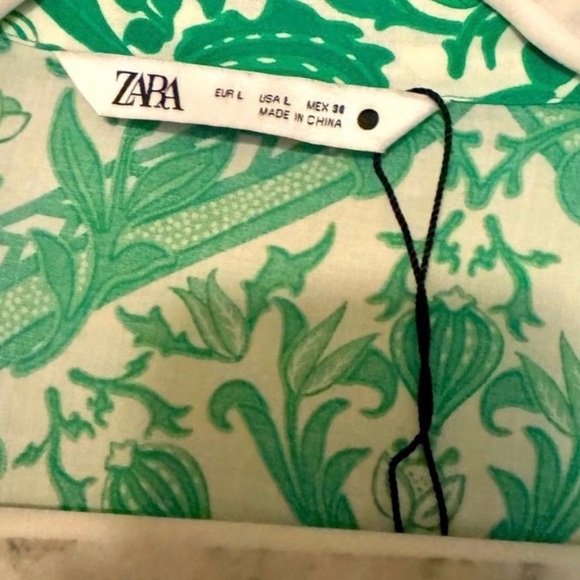 Zara Green Long Sleeve Mini Dress – Size L - Picture 3 of 3